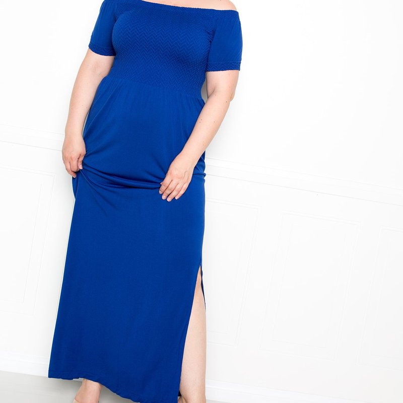 Buxom Couture Seamless Off Shoulder Maxi Dress In Blue