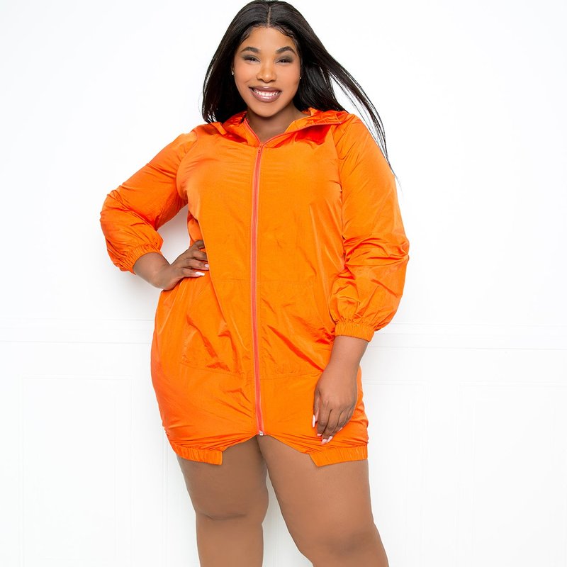 Buxom Couture Sporty Zip-up Dress In Orange