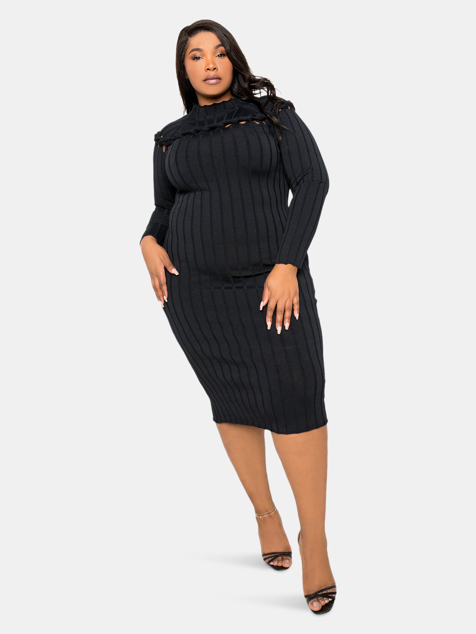 Her lip to Sparkle Ribbed-Knit Dress