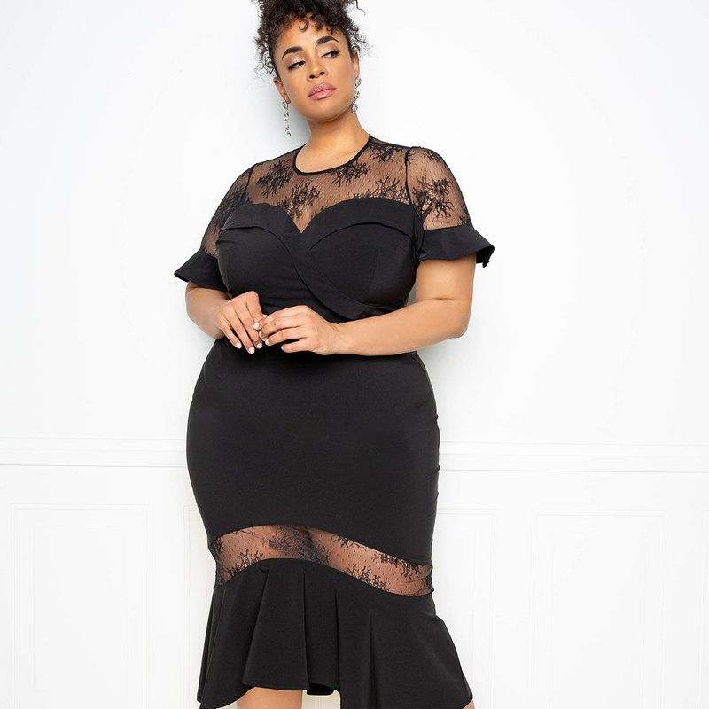 Shop Buxom Couture Sweetheart Mermaid Dress With Lace Insert In Black