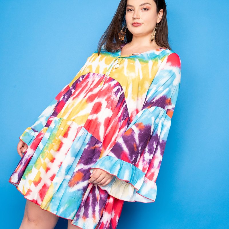 Buxom Couture Tie-dye Tunic Dress In Pink