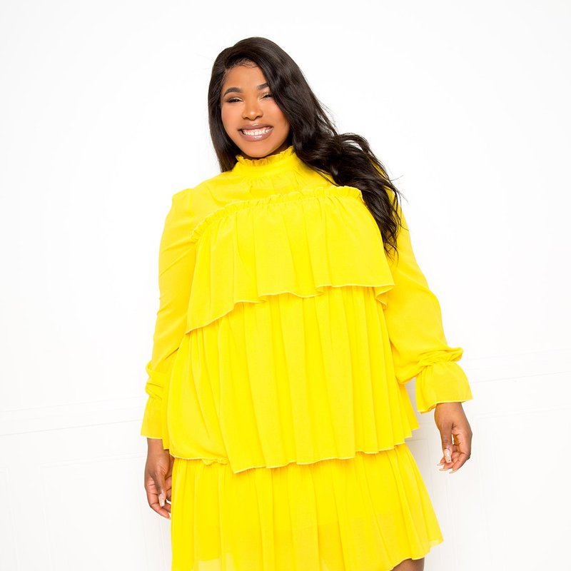 Buxom Couture Tiered Mini Dress In Yellow