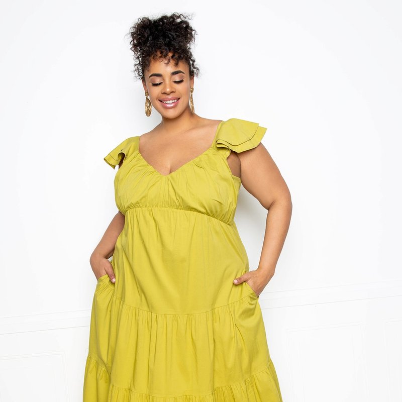 Buxom Couture Tiered Ruffle Sundress In Green