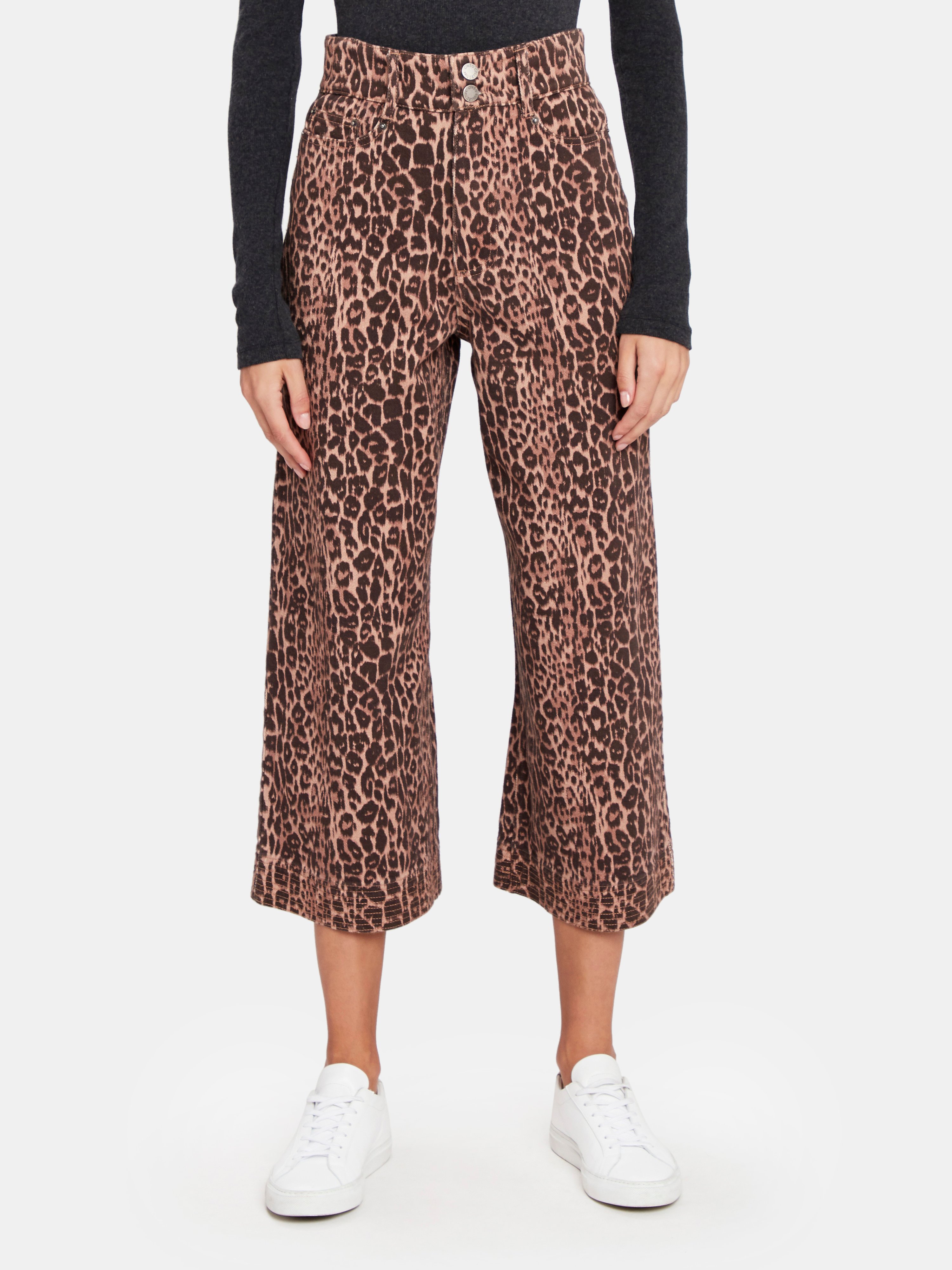 C/meo Collective Reiterate Wide Leg Jean In Brown Leopard