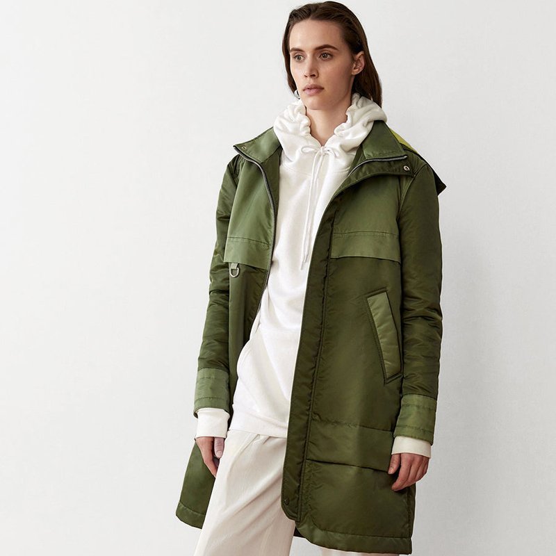 Shop Caalo Sustainable Down Hooded Anorak In Green