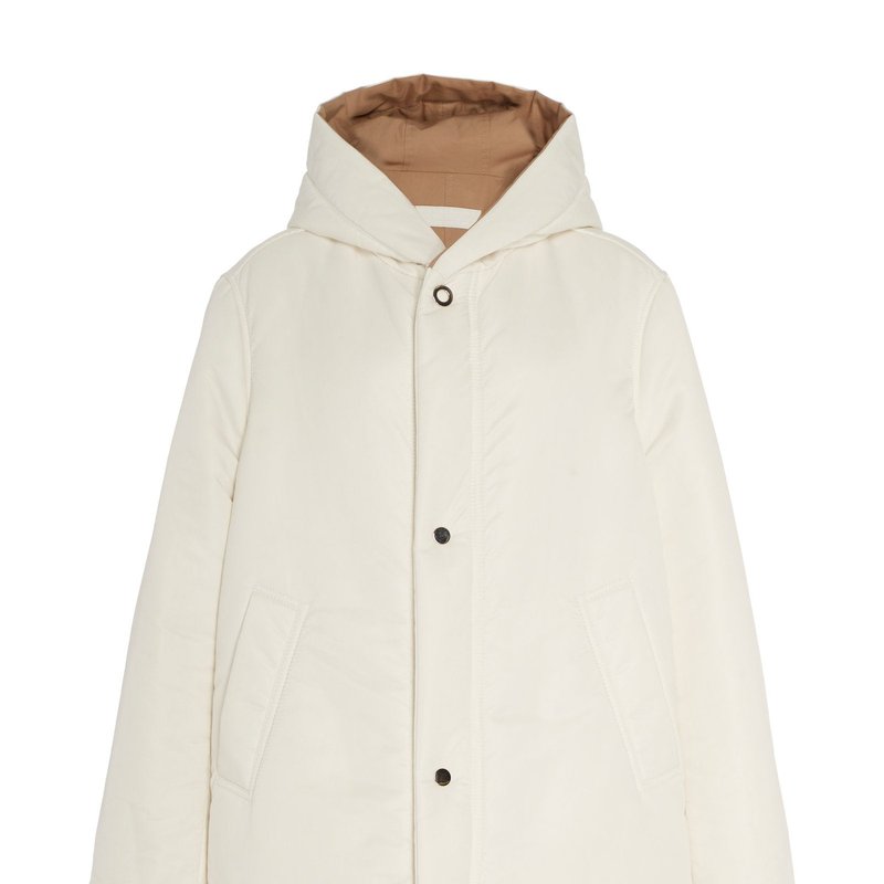 Caalo Sustainable Reversible Satin Down Coat In White