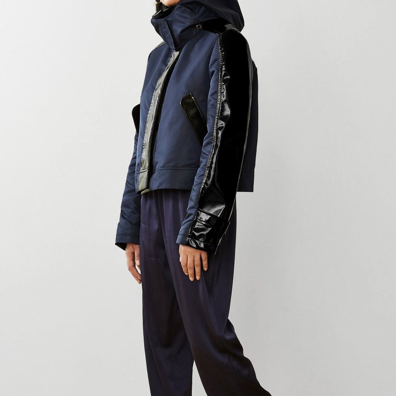 Shop Caalo Water-resistant Sustainable Cropped Raincoat In Blue