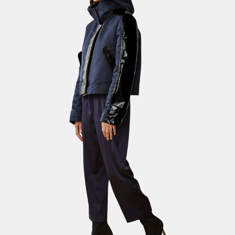 Caalo Water-resistant Sustainable Cropped Raincoat In Navy Blue