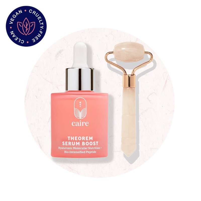 Caire Beauty Face Ritual Rose Quartz Roller + Theorem Serum Boost Set (30 Day Supply)