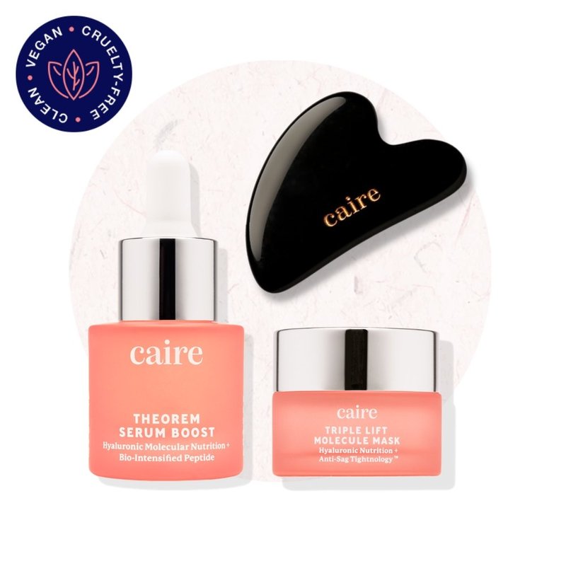 Caire Beauty Facial Boost Gua Sha Try Me Duo | Serum + Mask (15 Day Supply) & Gua Sha In Black