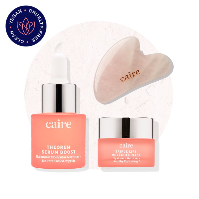 Caire Beauty Facial Boost Gua Sha Try Me Duo | Serum + Mask (15 Day Supply) & Gua Sha In Pink