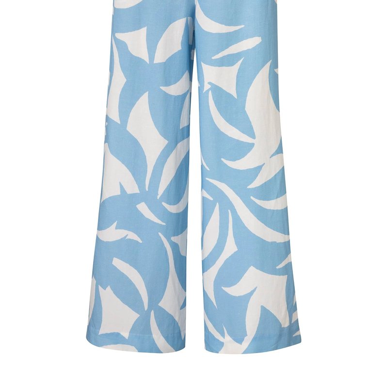 Cala De La Cruz Women's Flora Toya Printed Wide-leg Pants In Blue