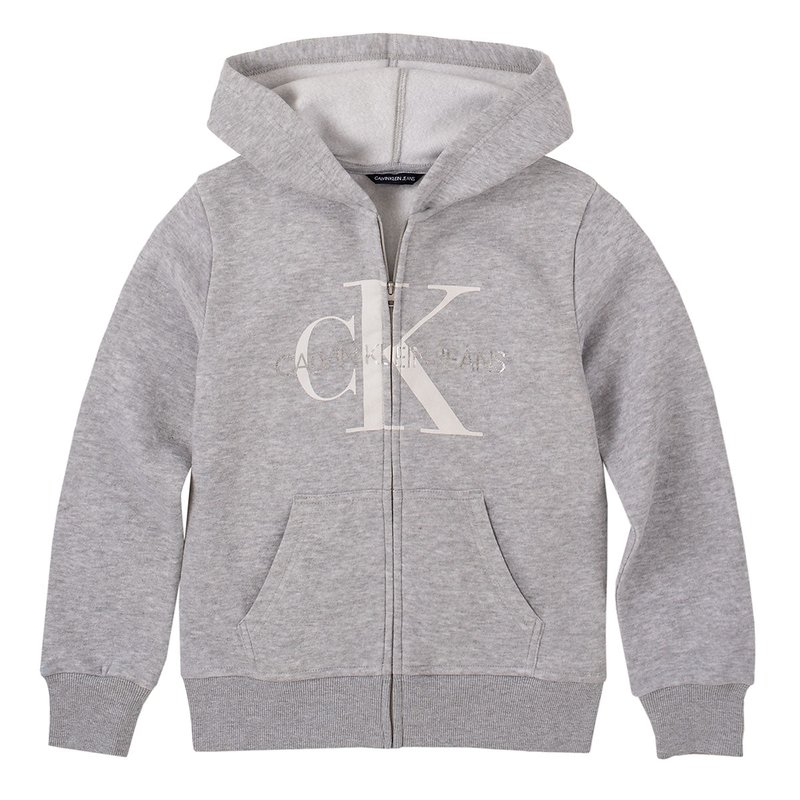 Calvin Klein Kids' Big Girl's Monogram Logo Hoodie In Grey