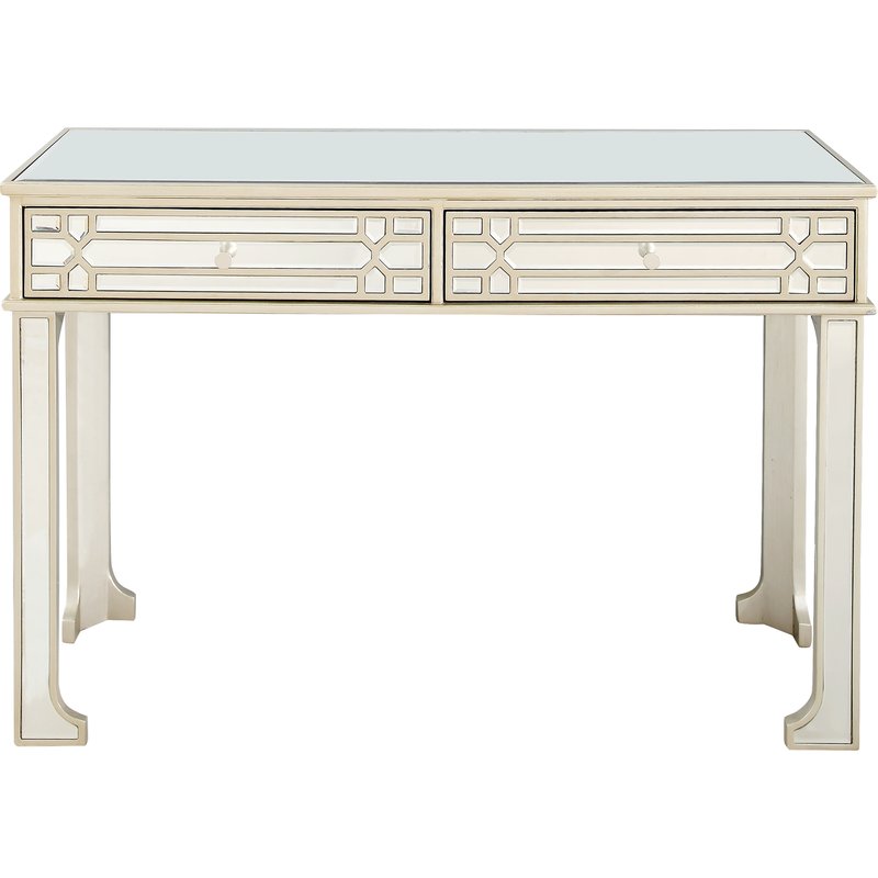 Camden Isle Aubrey 48 In. Champagne Rectangle Glass Console Table In Brown