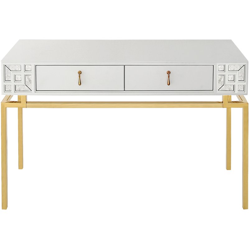 Camden Isle Dynasty 47.2 In. White Rectangle Glass Console Table