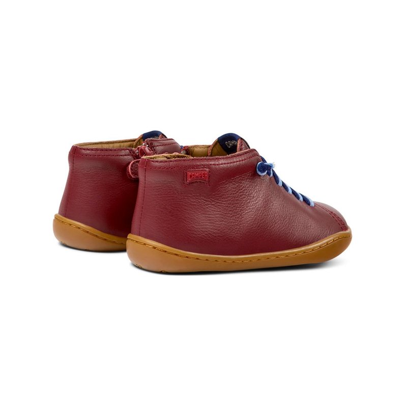 Shop Camper Unisex Burgundy Leather Peu Boots In Red