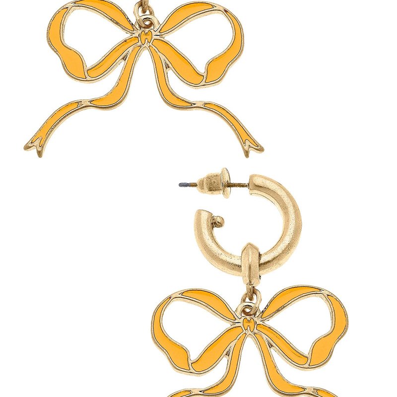 Canava Veronica Game Day Bow Enamel Earrings In Gold