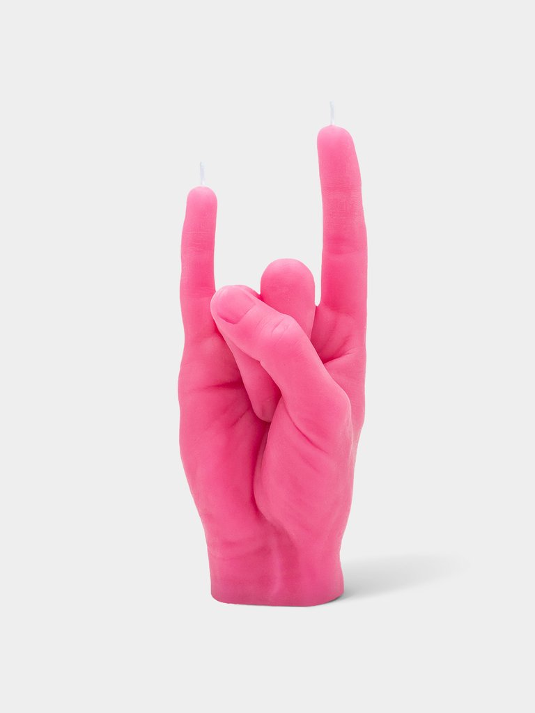 Hand Gesture Candles - You Rock, Pink - Pink