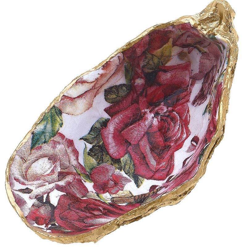 Canvas Style Abigail Decoupage Oyster Ring Dish In Pink & White