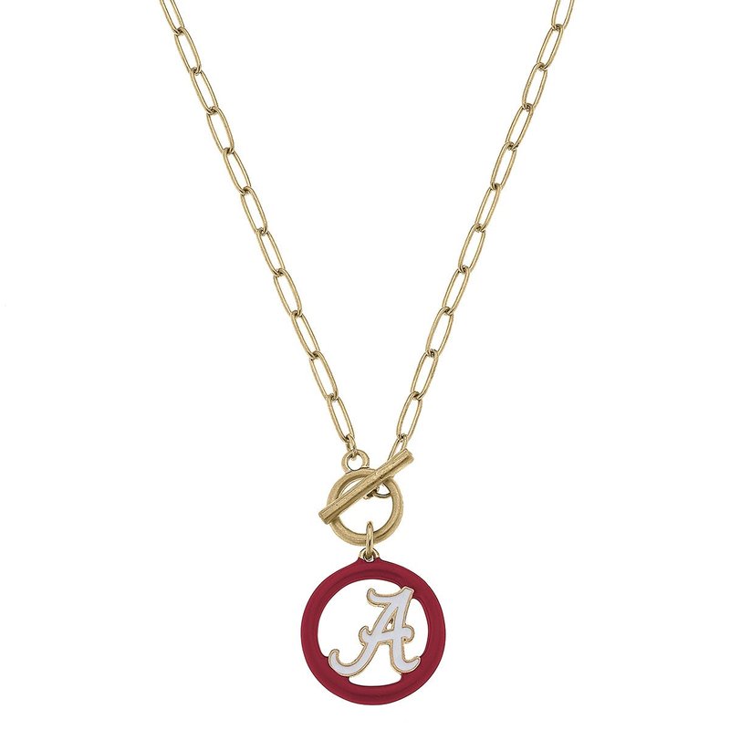 Canvas Style Alabama Crimson Tide Enamel Logo T-bar Necklace In Neutral