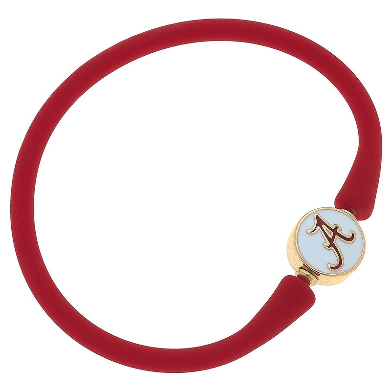 Canvas Style Alabama Crimson Tide Silicone Bali Bracelet In Red
