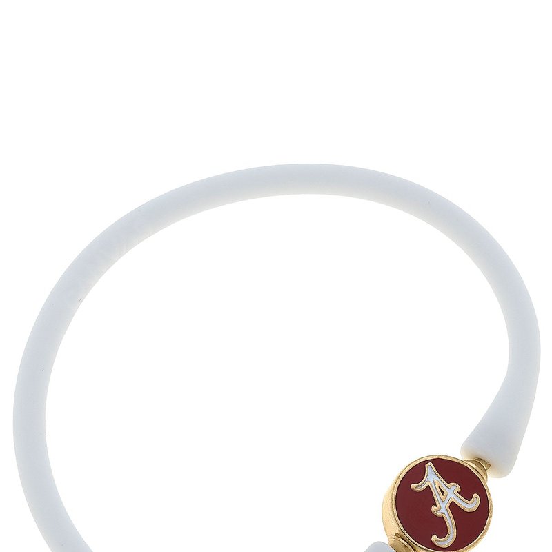 Canvas Style Alabama Crimson Tide Silicone Bali Bracelet In White
