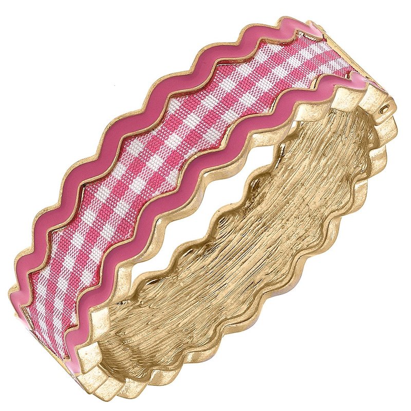 Canvas Style Annalise Gingham Statement Bangle In Pink