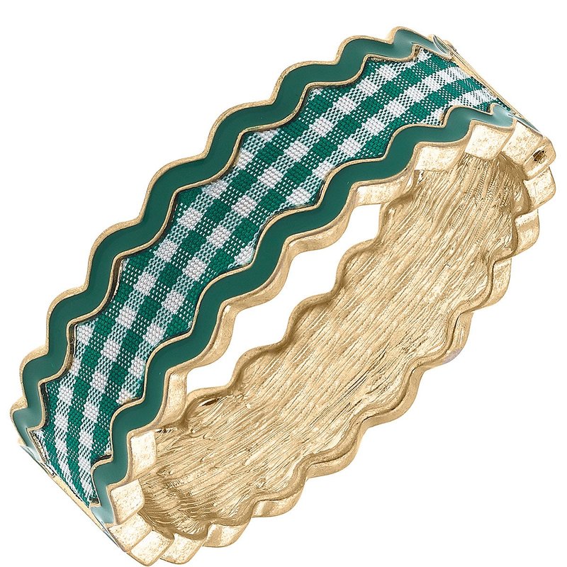 Canvas Style Annalise Gingham Statement Bangle In Green