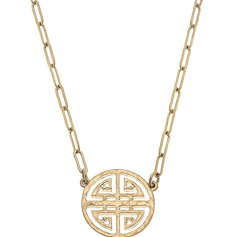 Canvas Style Aria Greek Keys Necklace In Gold