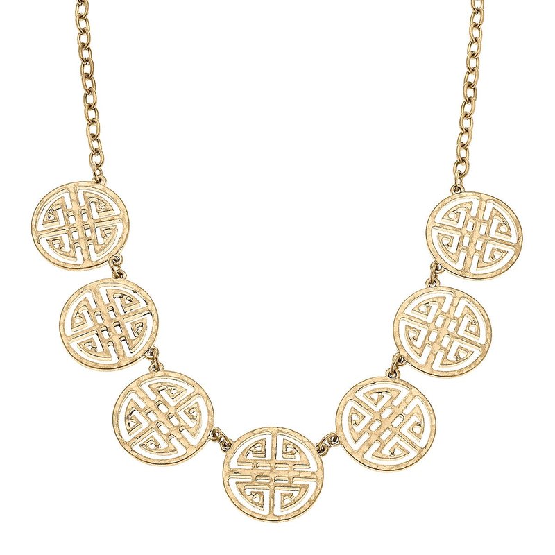 Canvas Style Aria Linked Greek Keys Necklace In Gold