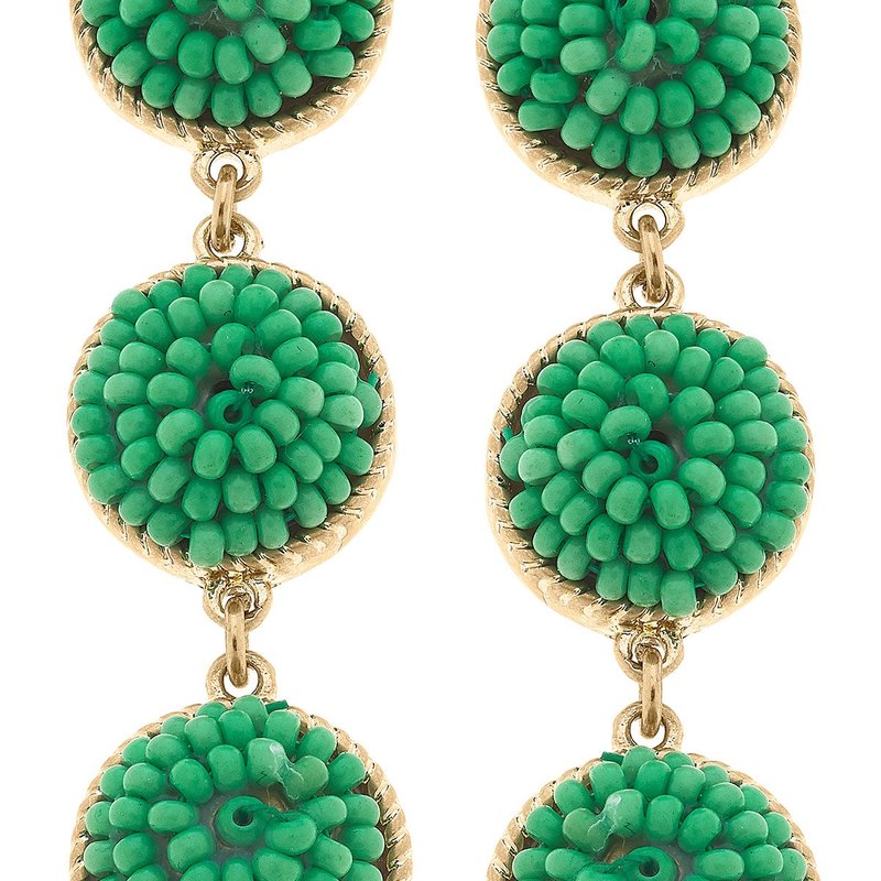 Canvas Style Ariel Beaded Linked Circle Drop Earrings In Green