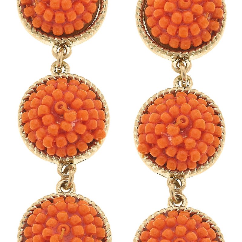 Canvas Style Ariel Beaded Linked Circle Drop Earrings In Orange