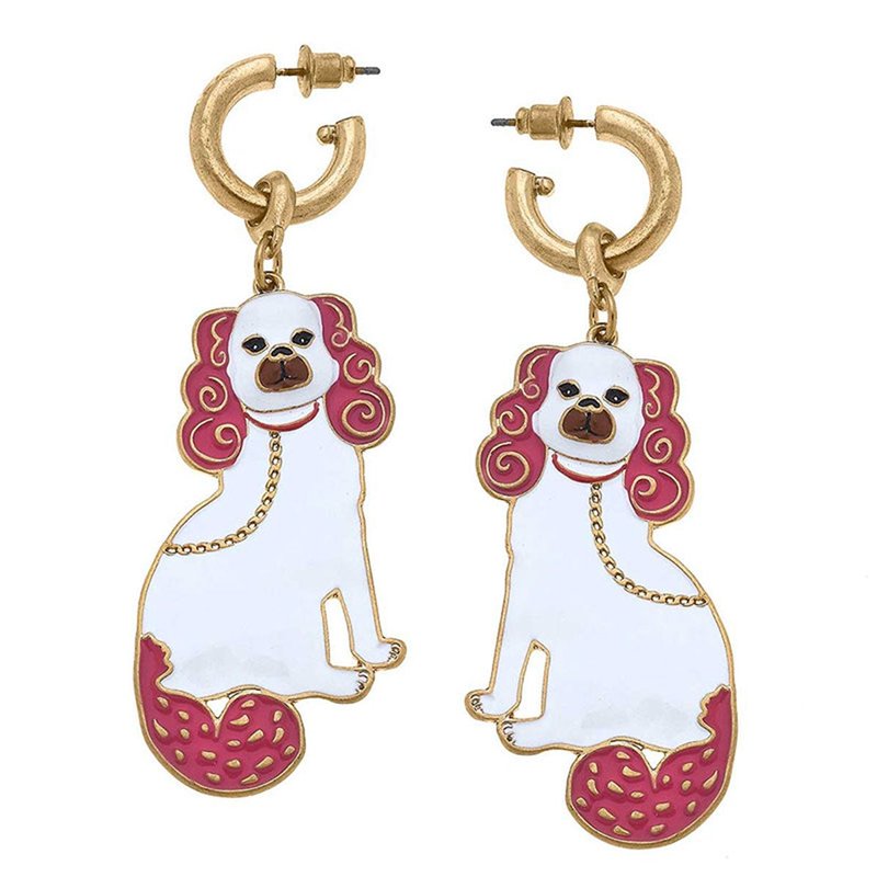 Canvas Style Aubree Pagoda Ginger Jar Stud And Coco Staffordshire Dog Earring In Red