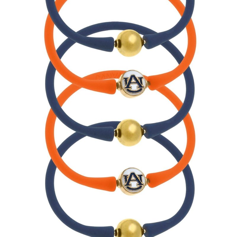 Canvas Style Auburn Tigers 24k Gold Plated Bali Bracelet Stack In Multi