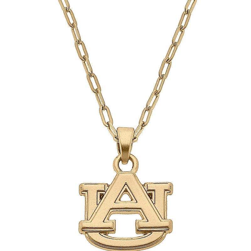 Canvas Style Auburn Tigers 24k Gold Plated Pendant Necklace