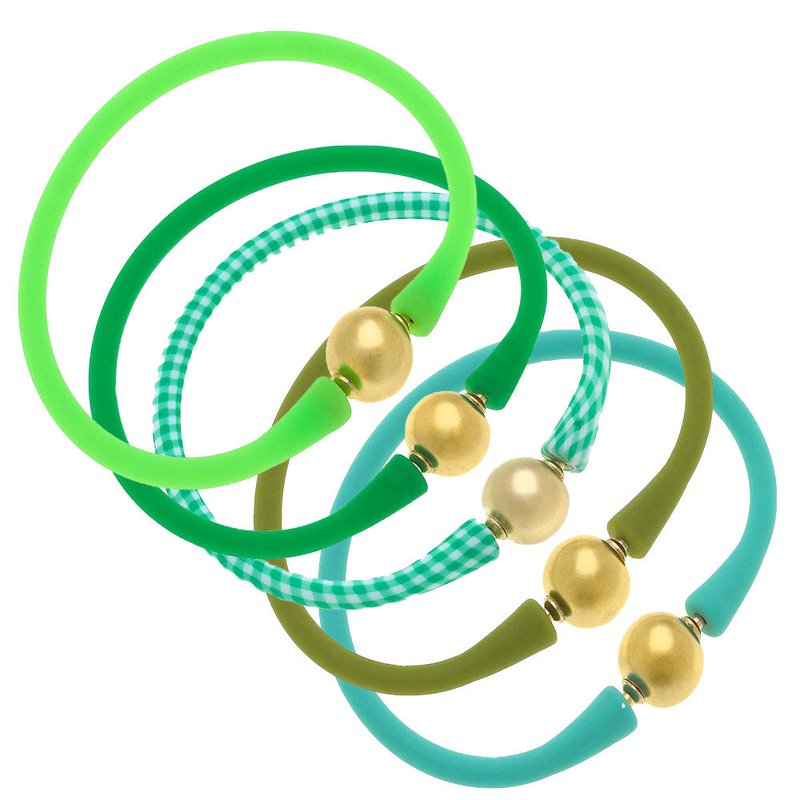 Canvas Style Bali 24k Gold Silicone Bracelet In Green