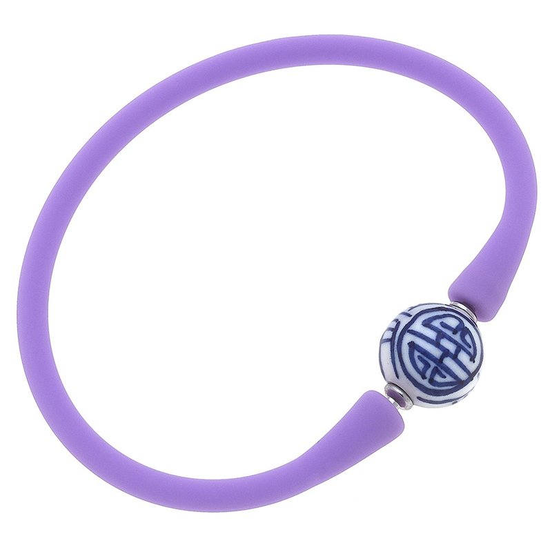 Canvas Style Bali Chinoiserie Bead Silicone Bracelet In Purple
