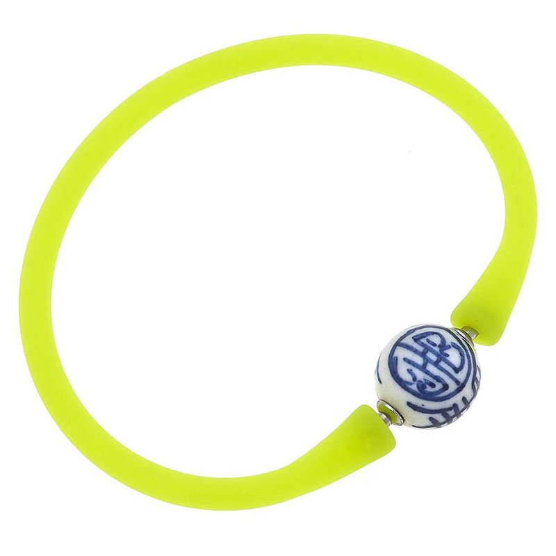 Canvas Style Bali Chinoiserie Bead Silicone Bracelet In Yellow