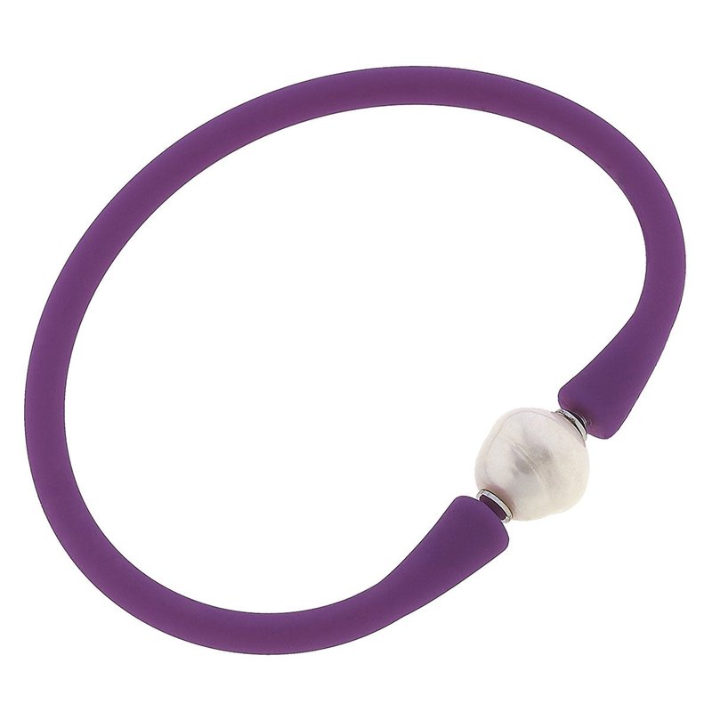 Canvas Style Bali Freshwater Pearl Silicone Bracelet In Purple