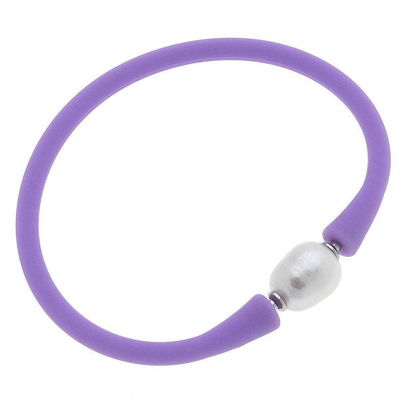 Canvas Style Bali Freshwater Pearl Silicone Bracelet In Purple