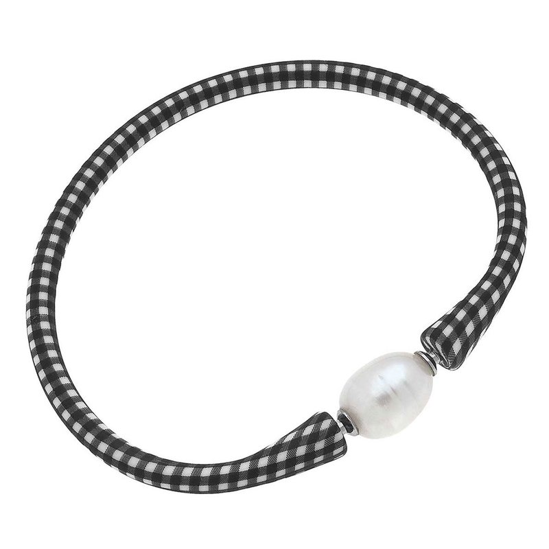 Canvas Style Bali Freshwater Pearl Silicone Bracelet In Black