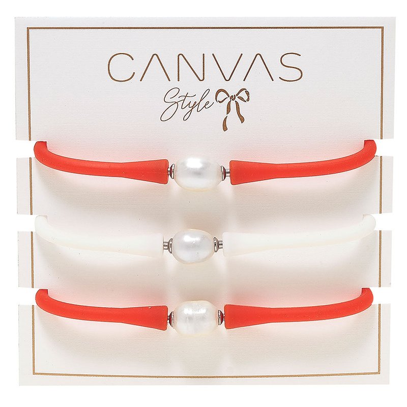 Canvas Style Bali Game Day Bracelet Set Of 3 In Orange