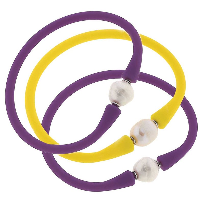 Canvas Style Bali Game Day Bracelet Set Of 3 In Purple