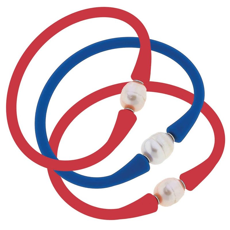 Canvas Style Bali Game Day Bracelet Set Of 3 In Red
