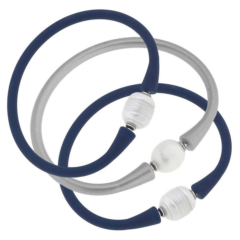 Canvas Style Bali Game Day Bracelet Set Of 3 In Blue