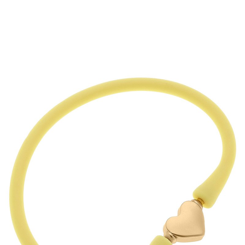Canvas Style Bali Heart Bead Silicone Bracelet In Canary Yellow