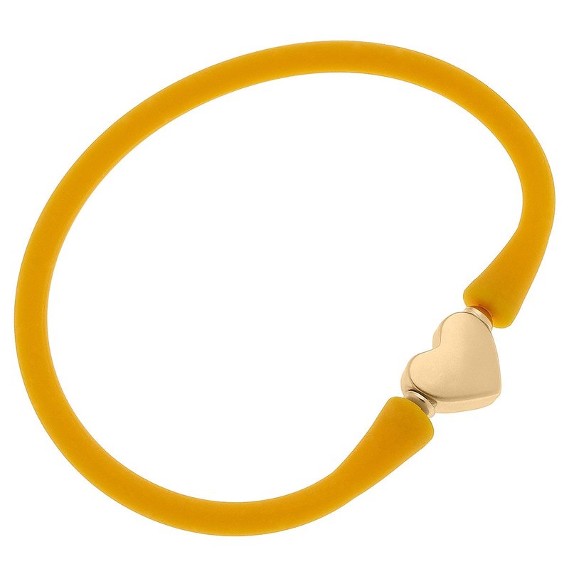 Canvas Style Bali Heart Bead Silicone Bracelet In Cantaloupe In Yellow