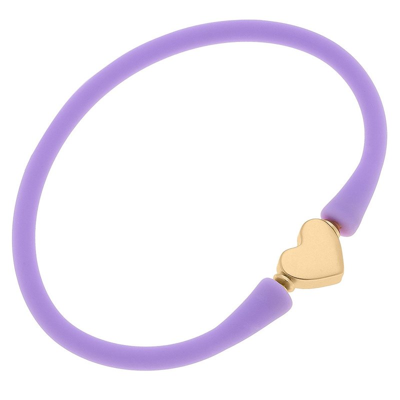 Canvas Style Bali Heart Bead Silicone Bracelet In Lavender In Purple