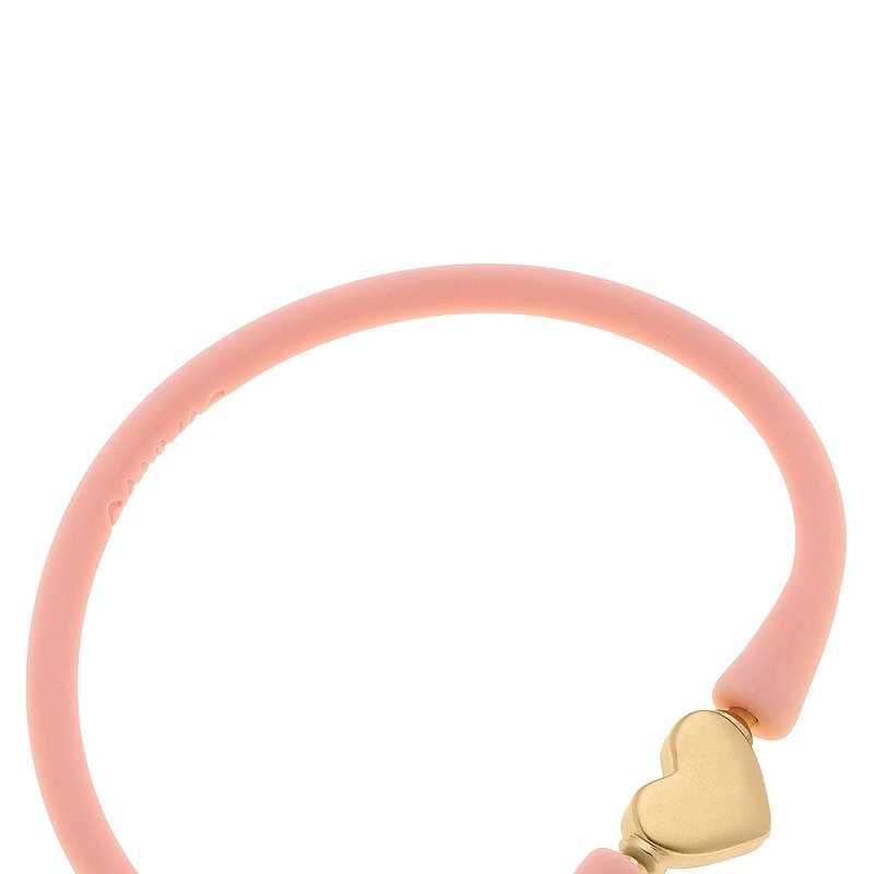 Canvas Style Bali Heart Bead Silicone Bracelet In Light Pink