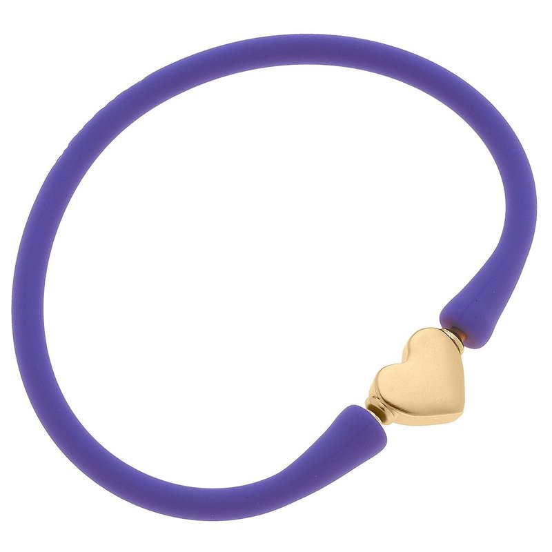 Canvas Style Bali Heart Bead Silicone Bracelet In Periwinkle In Purple
